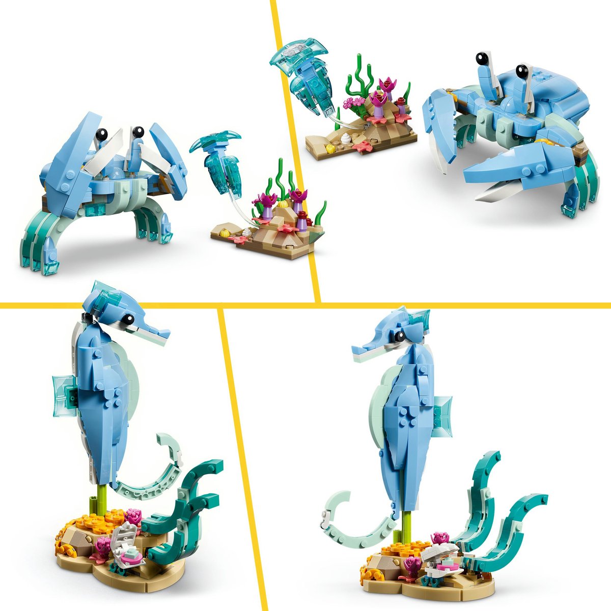 LEGO® Creator 3in1 Zeedieren: Prachtige Dolfijnen - Bouw Om tot een Zeepaardje of Krab - 31385