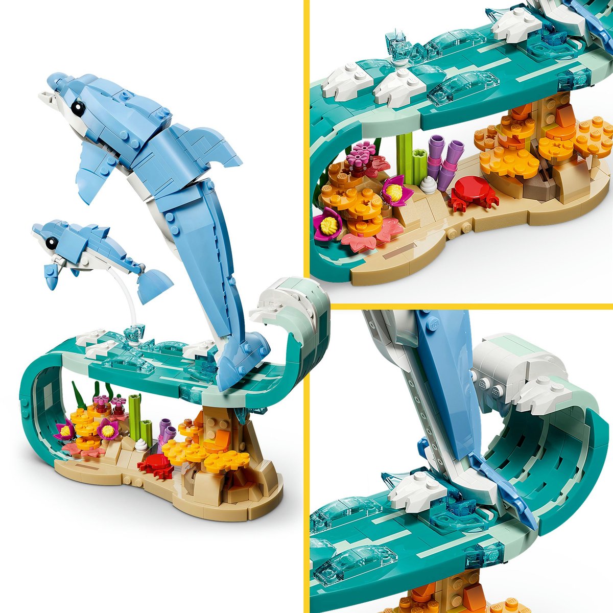 LEGO® Creator 3in1 Zeedieren: Prachtige Dolfijnen - Bouw Om tot een Zeepaardje of Krab - 31385