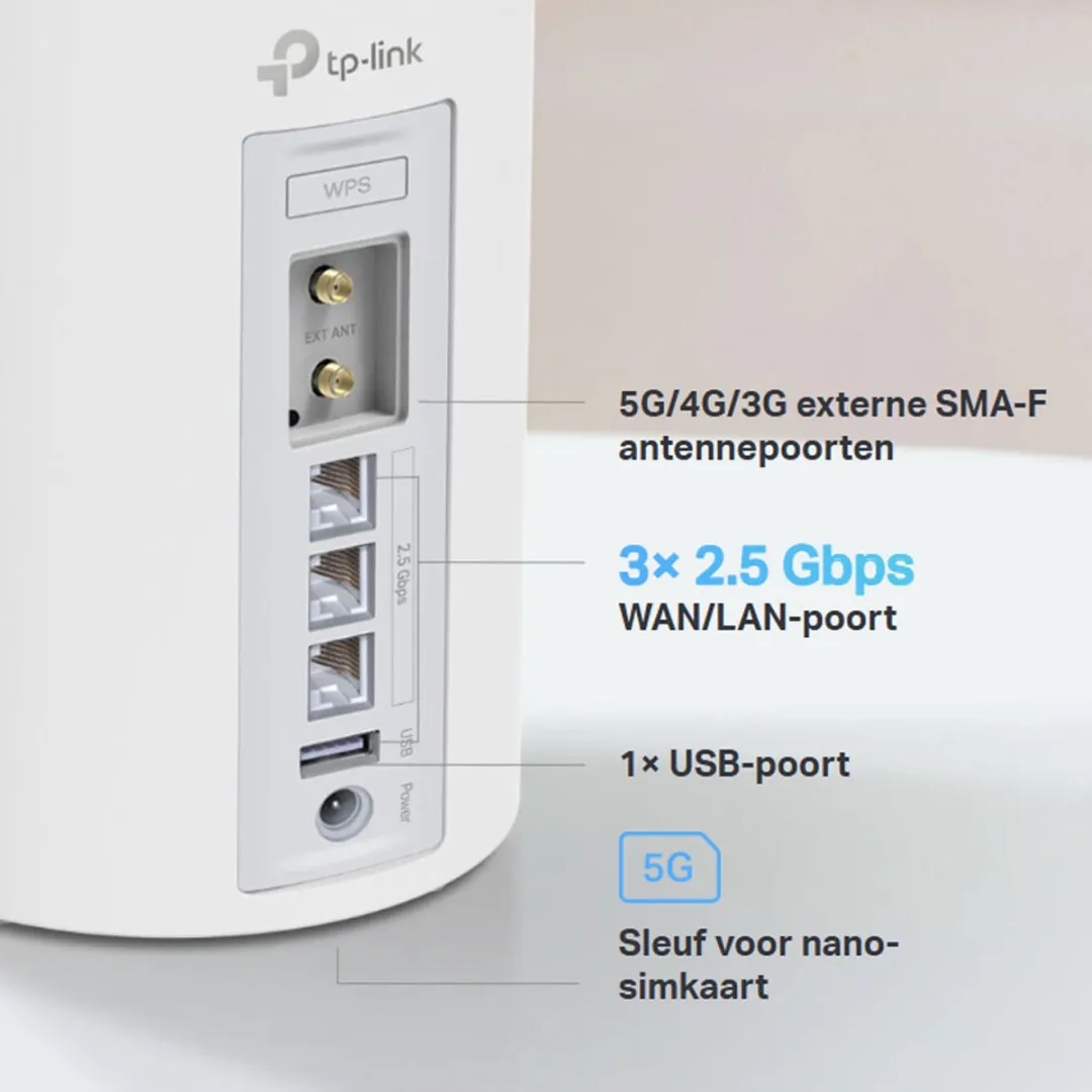 TP-Link Deco BE65-5G Mesh Wifi 7 Tri-Band - 9214 Mbps - Wit - afbeelding 6 van 6