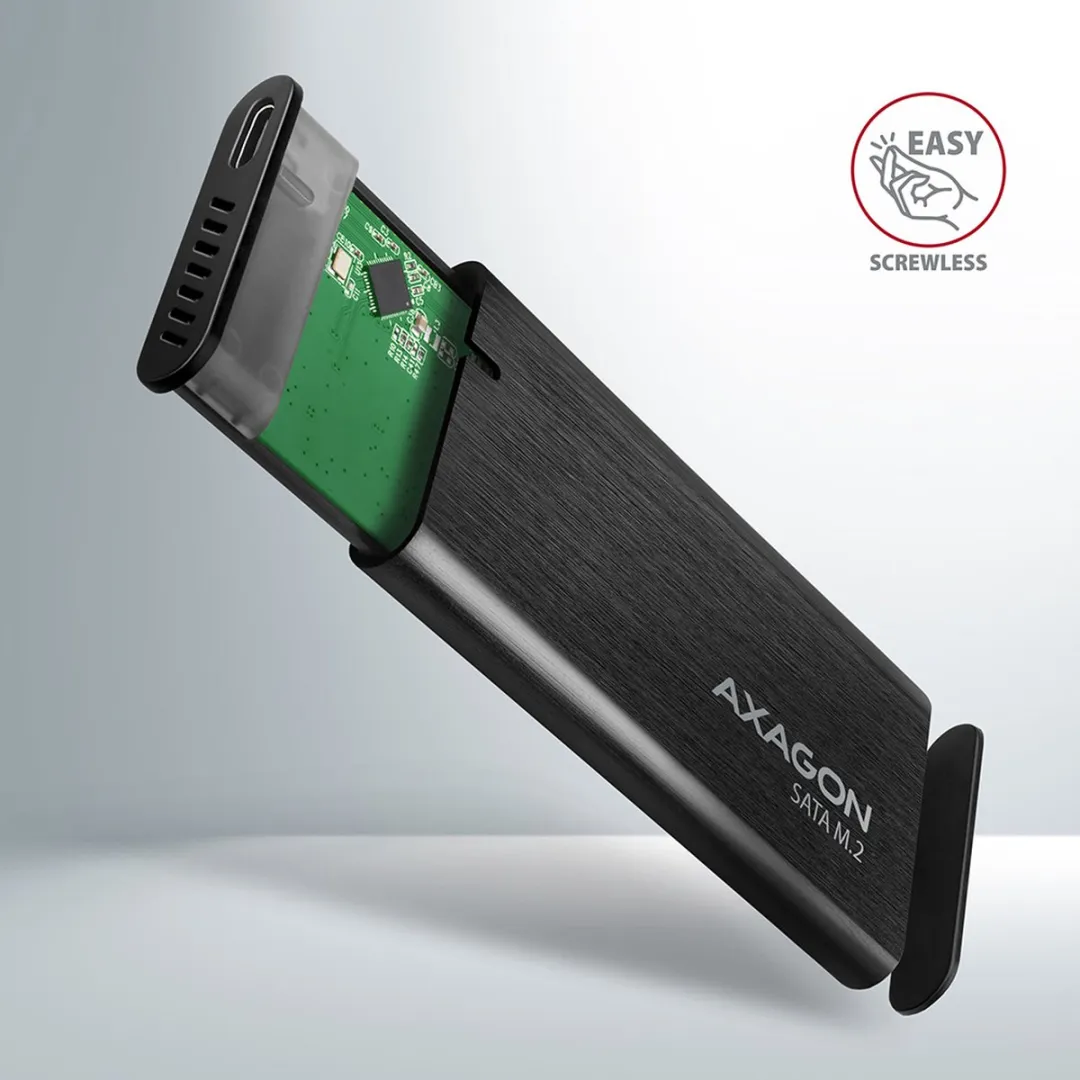 Axagon EEM2-SBC USB-C 3.2 Gen 2 M.2 SATA SSD Behuizing - Zwart