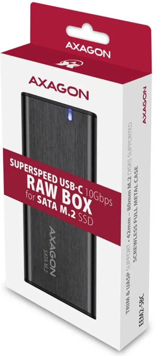 Axagon EEM2-SBC USB-C 3.2 Gen 2 M.2 SATA SSD Behuizing - Zwart - afbeelding 6 van 6