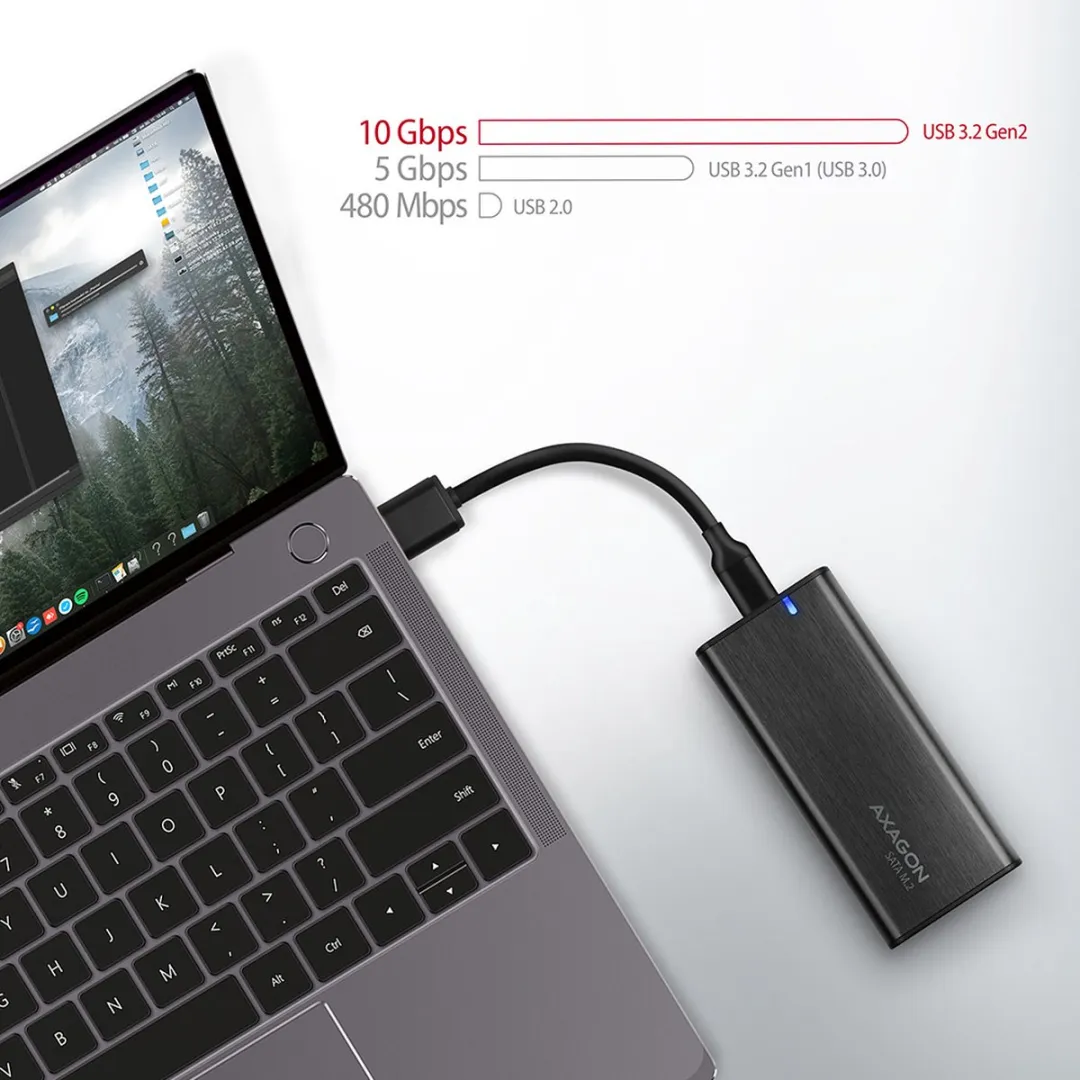 Axagon EEM2-SBC USB-C 3.2 Gen 2 M.2 SATA SSD Behuizing - Zwart