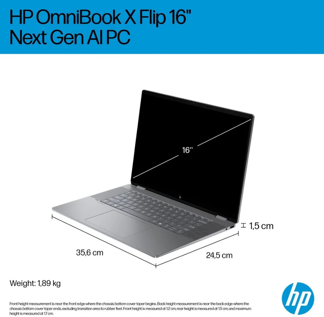 HP OmniBook X Flip NGAI 16-ar0772nd 2-in-1 Laptop - 16" OLED - AMD Ryzen AI 7 - 32GB/1TB