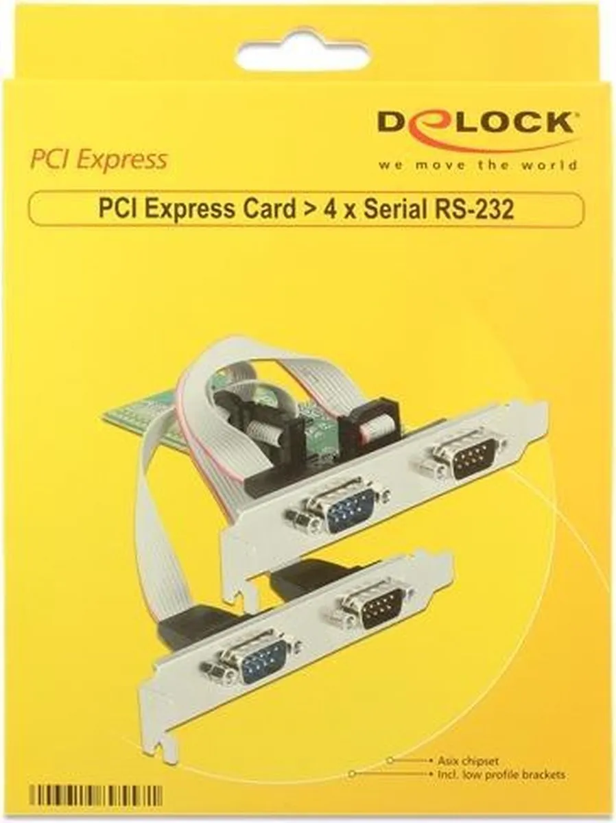 Delock 89557 PCIe RS232 Kaart - 4x 9-pins SUB-D