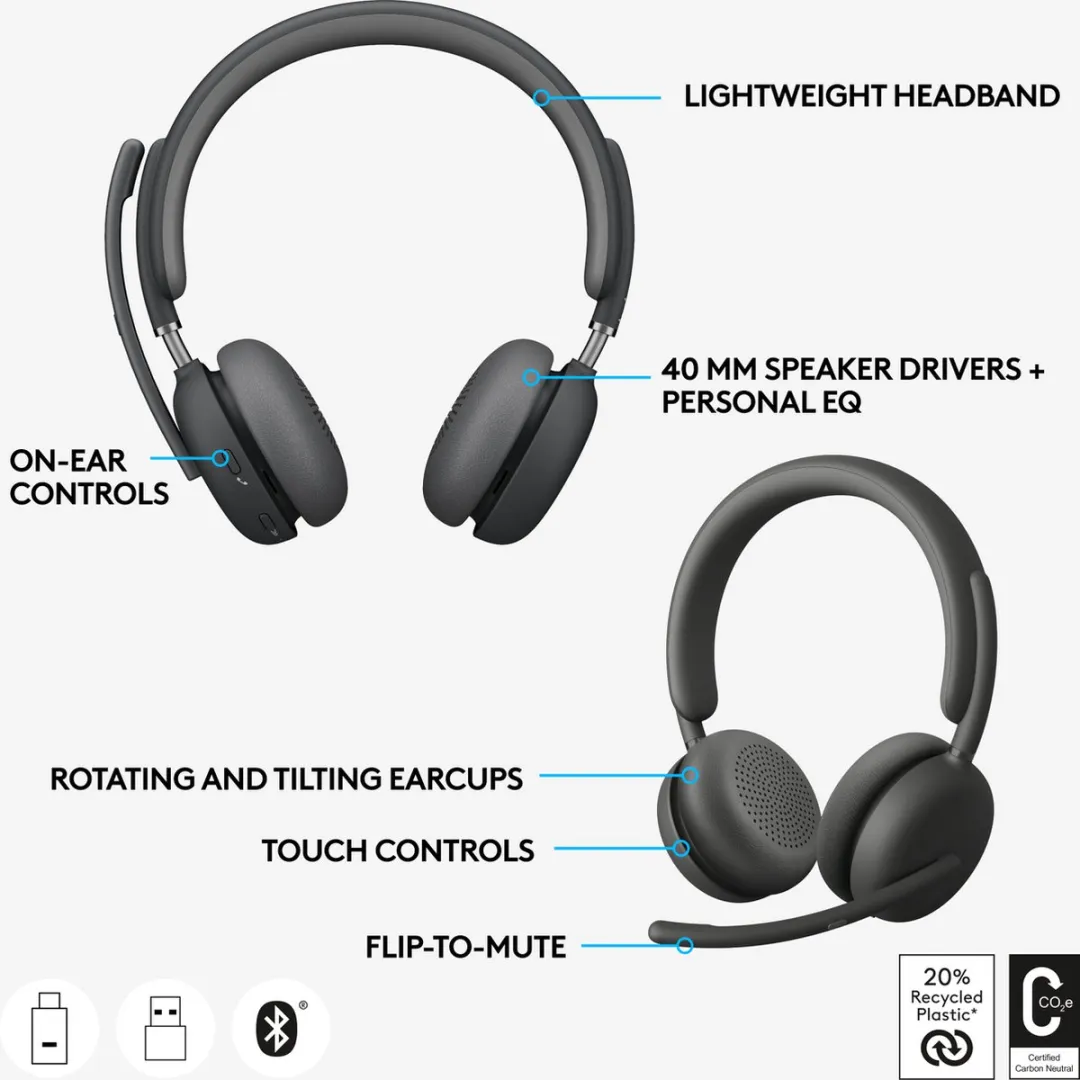 Logitech Zone Wireless 2 UC Headset - Grafiet