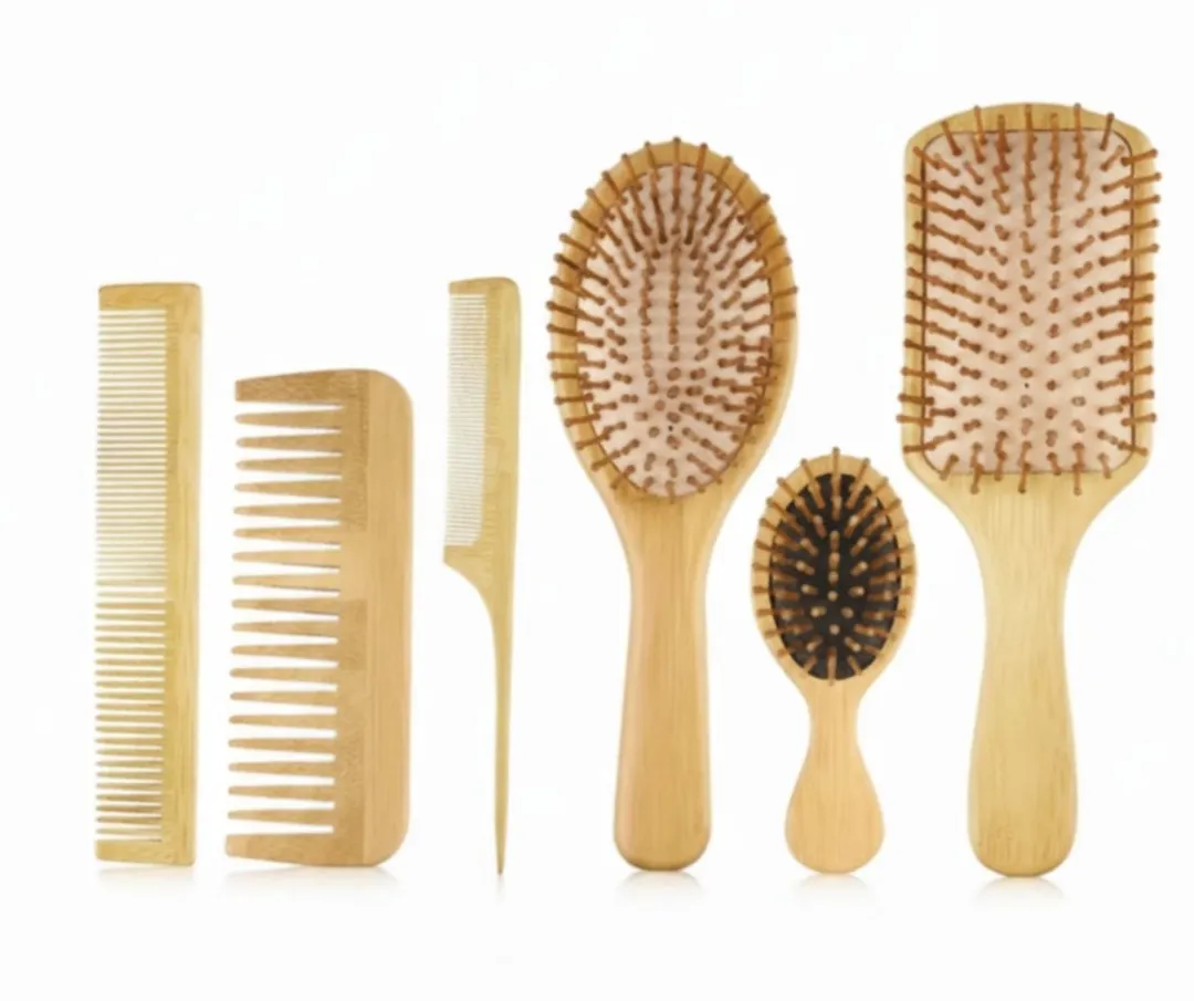 NUVEX Naturel Bamboe Haarborstel & Kam Set