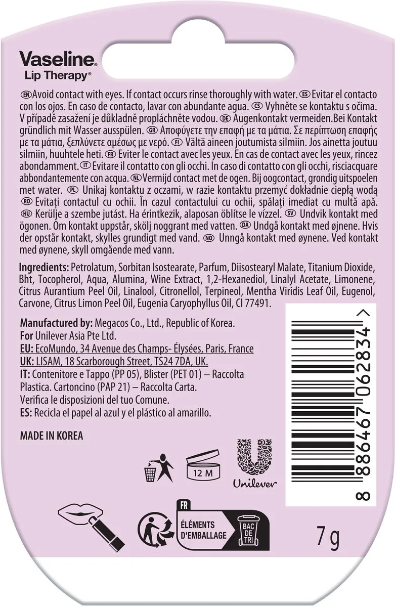 Vaseline Lip Therapy Pink Bubbly 7g - 2 Stuks