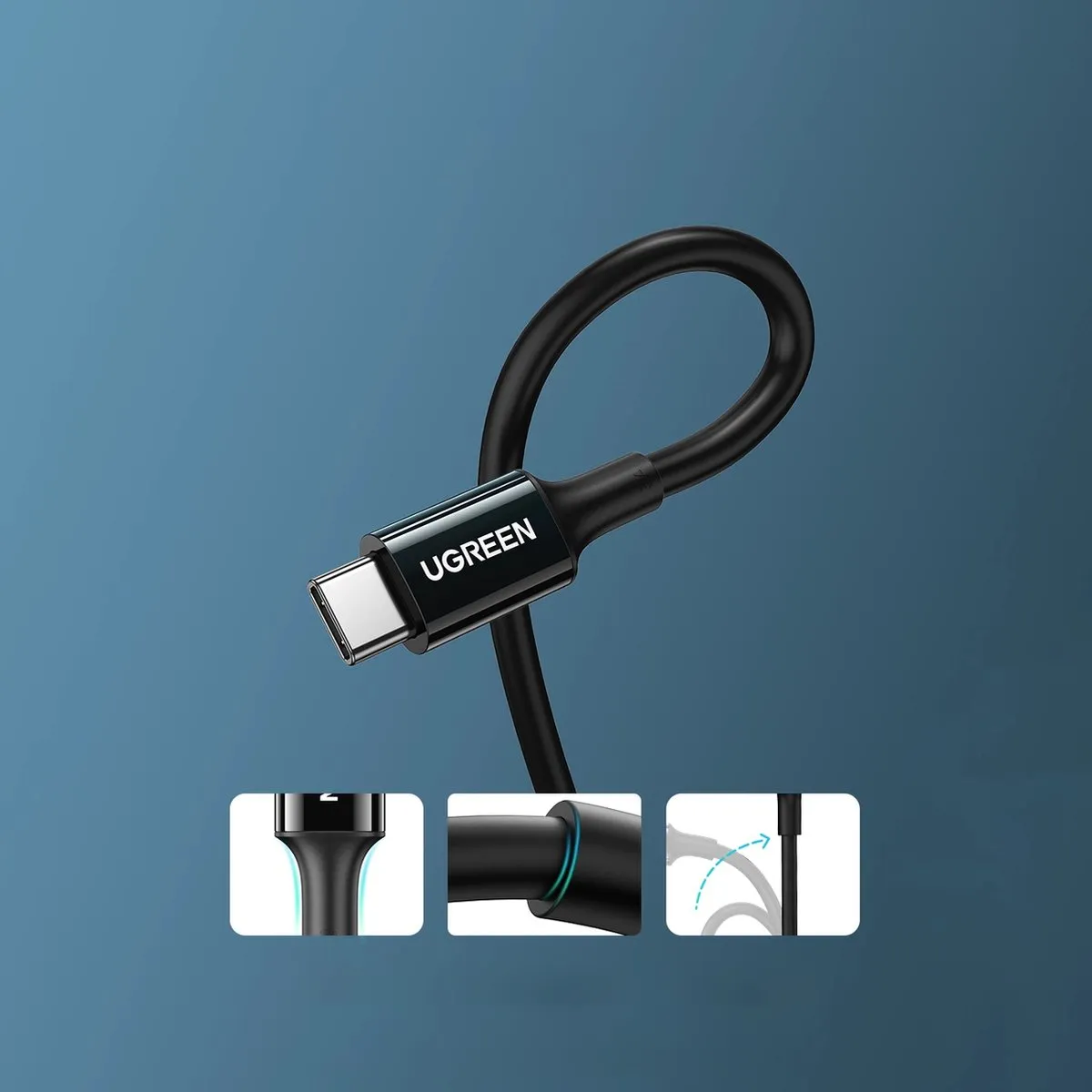 Ugreen US300 USB-C Kabel 2m - 5A - Zwart