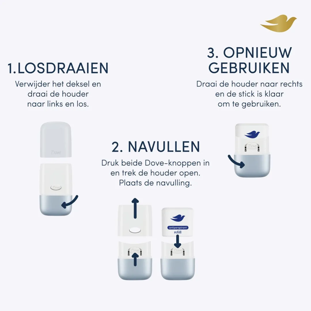 Dove Anti-Transpirant Navulling No. 1 Original 280ml - 8 Stuks