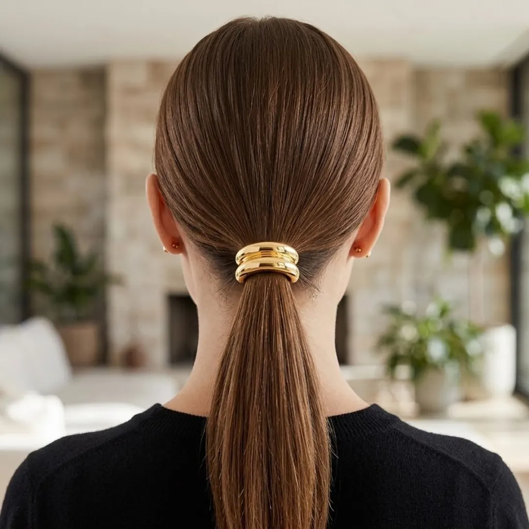 NuveX Goudkleurige Haar Elastiek Cuff - Metallic