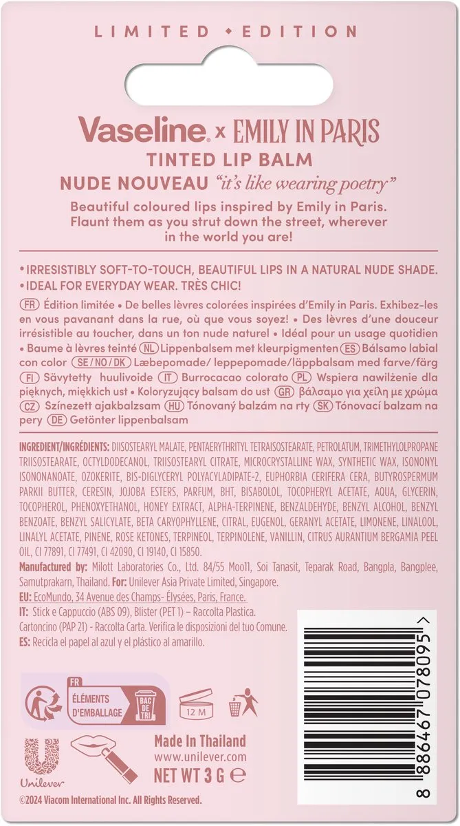 Vaseline Emily in Paris Nude Nouveau Lip Balm Stick 3g