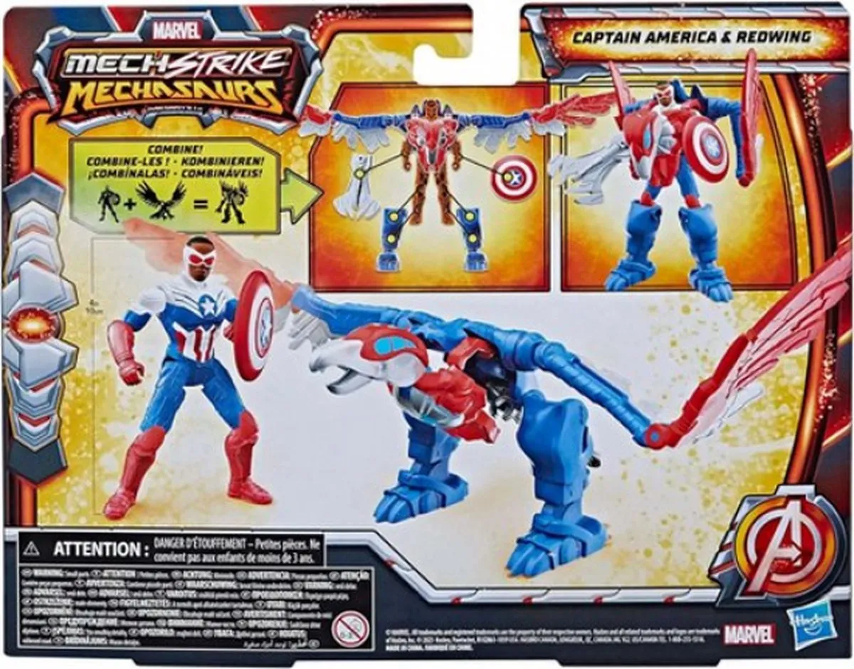 Hasbro Mech Strike Mechasaurs Captain America Actiefiguur - 2 Stuks