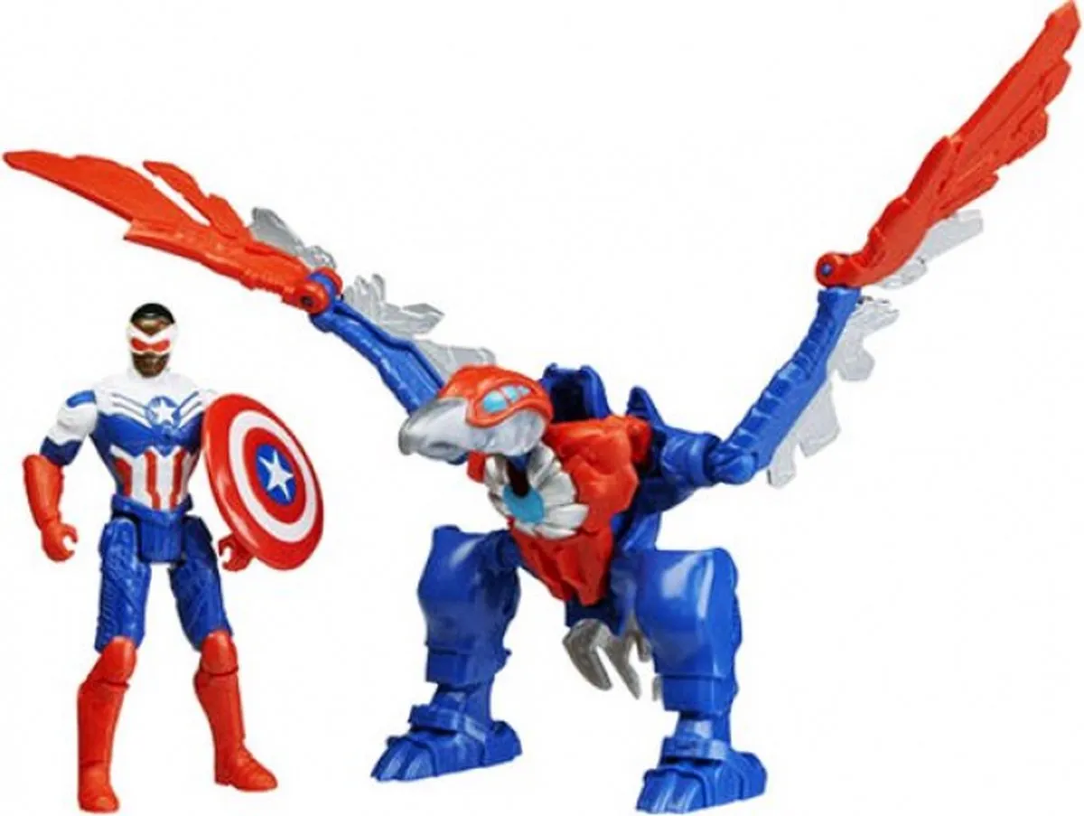 Hasbro Mech Strike Mechasaurs Captain America Actiefiguur - 2 Stuks