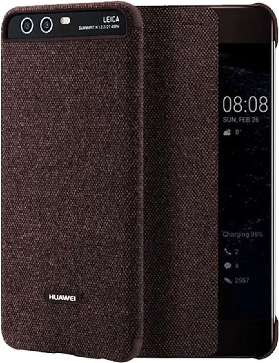 Huawei P10 View Flip Cover - Bruin - afbeelding 6 van 6