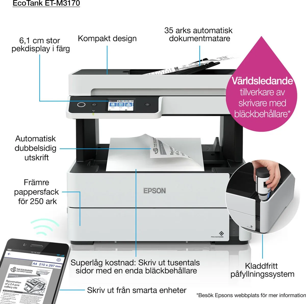 Epson EcoTank M3170 Inkjetprinter Wit