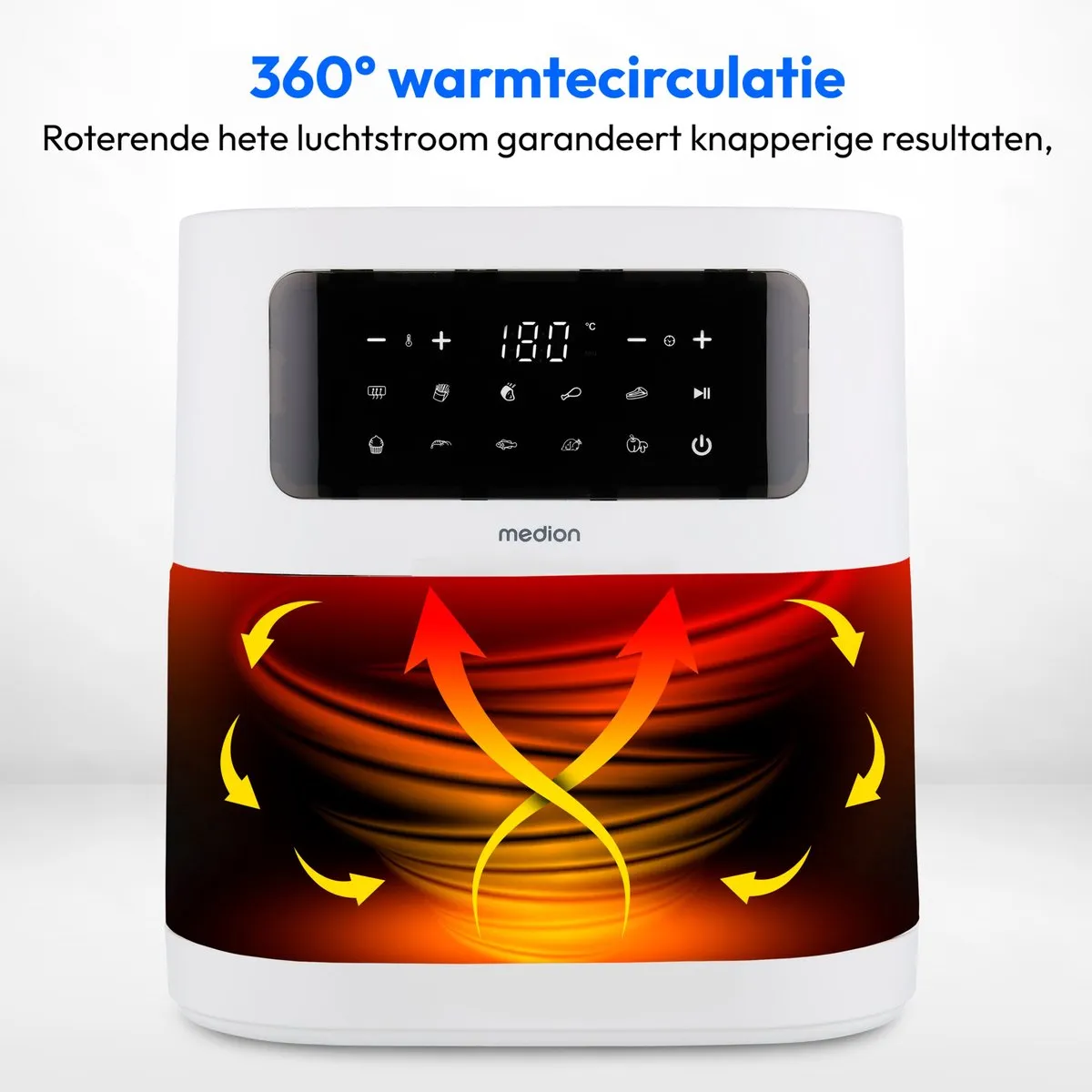Medion E40 XL Heteluchtfriteuse 5,2L - 2150W - 9 Programma's - Matwit - afbeelding 6 van 6