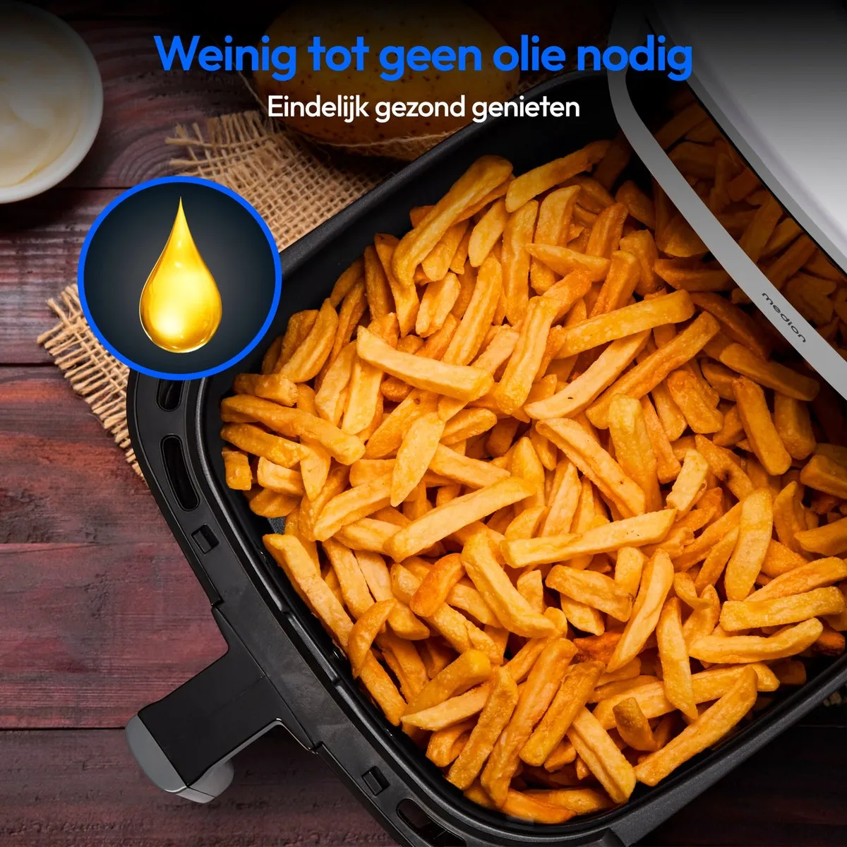 Medion E40 XL Heteluchtfriteuse 5,2L - 2150W - 9 Programma's - Matwit