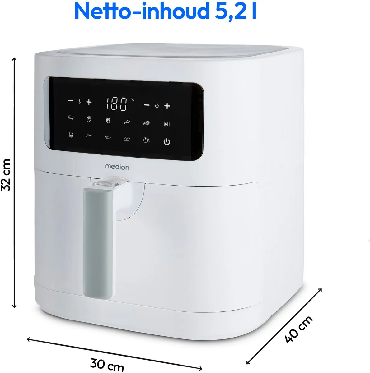 Medion E40 XL Heteluchtfriteuse 5,2L - 2150W - 9 Programma's - Matwit