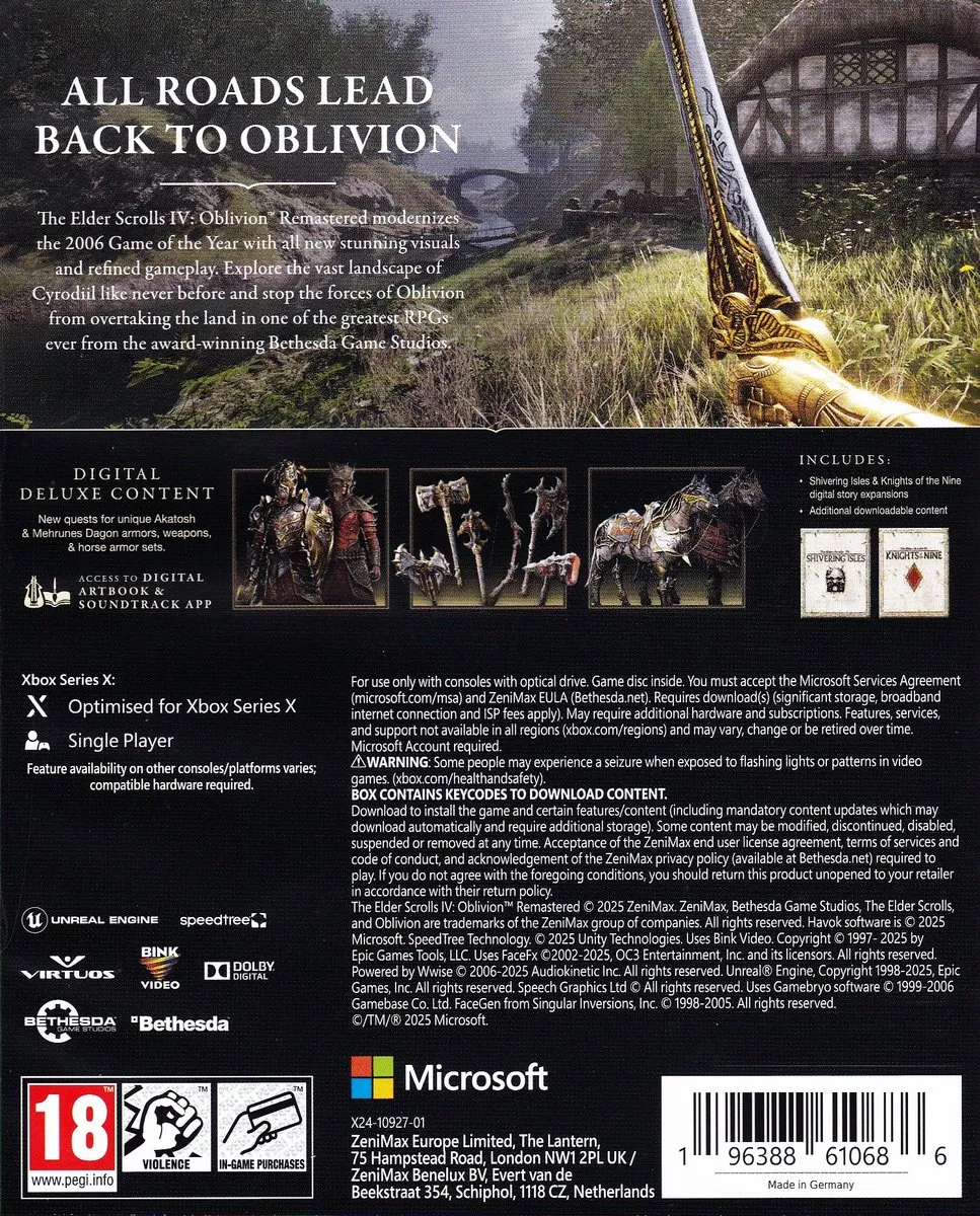 Bethesda The Elder Scrolls IV Oblivion Remastered Deluxe Edition Xbox Series X