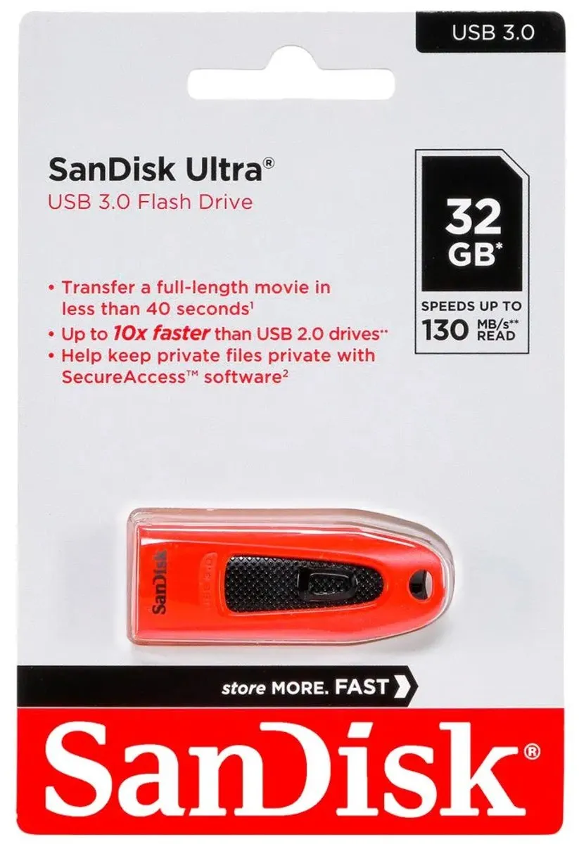 SanDisk Ultra SDCZ48-064G-U46 USB Flash Drive 64GB - Rood