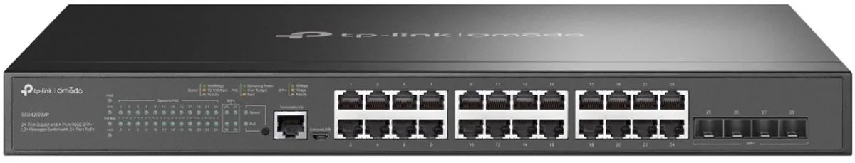 TP-Link TL-SG3428XMP Managed Switch 24x PoE - 4x SFP - 128 Gbps - Zwart