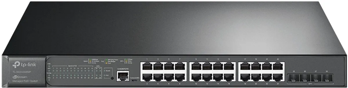 TP-Link TL-SG3428XMP Managed Switch 24x PoE - 4x SFP - 128 Gbps - Zwart