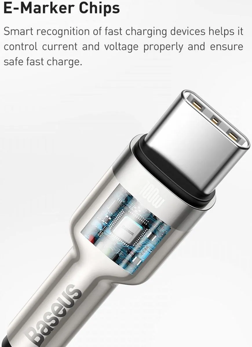 Baseus Cafule Series USB-C naar USB-C Kabel CATJK-D01 100W - 2m - Zwart