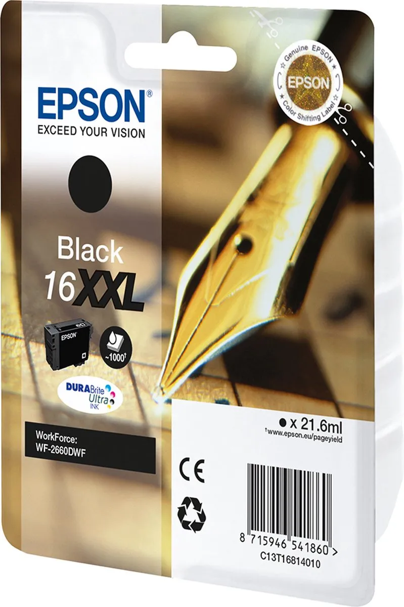 Epson 16XXL C13T16814010 Inktcartridge - 1000 Pagina's - Zwart