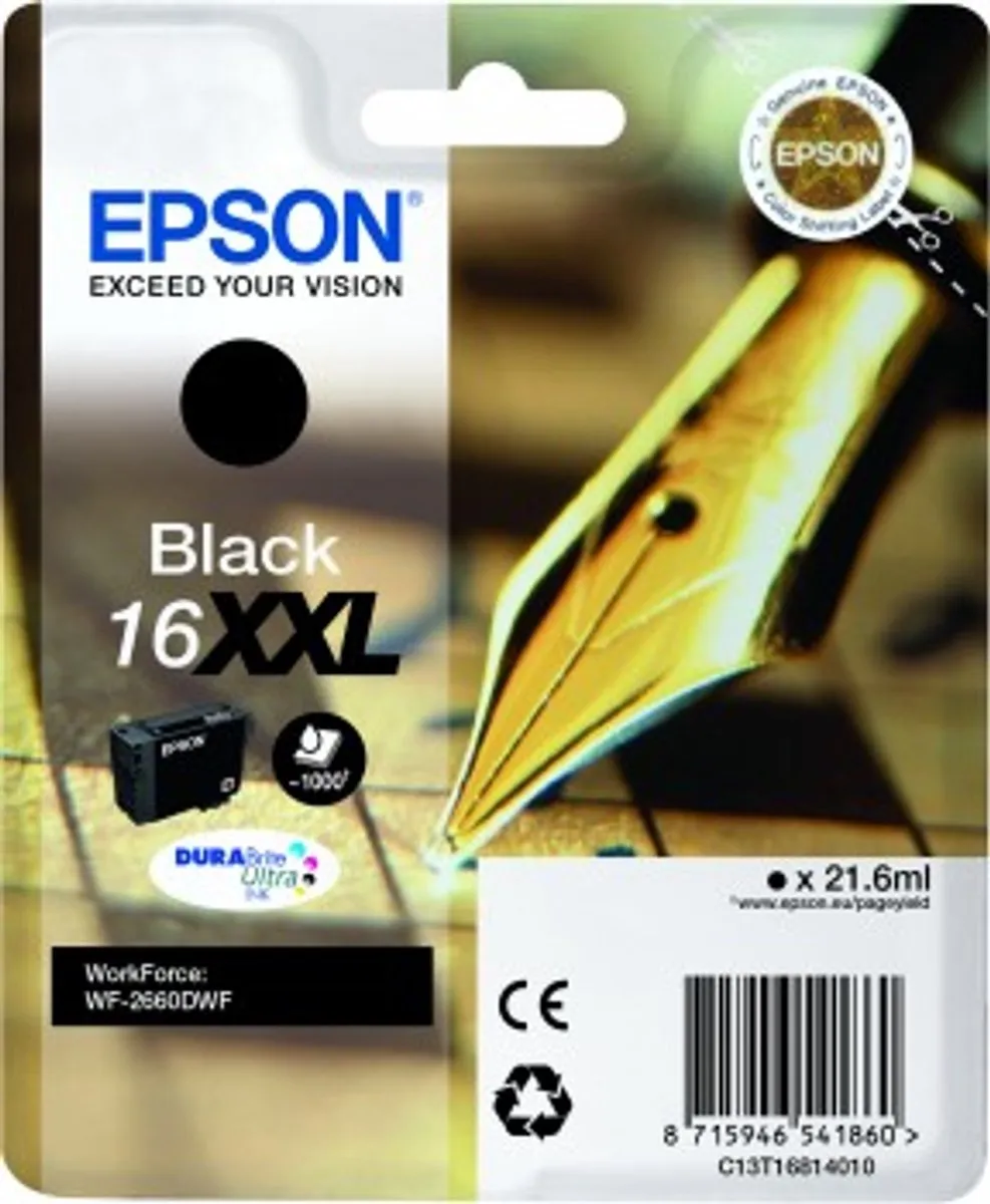 Epson 16XXL C13T16814010 Inktcartridge - 1000 Pagina's - Zwart