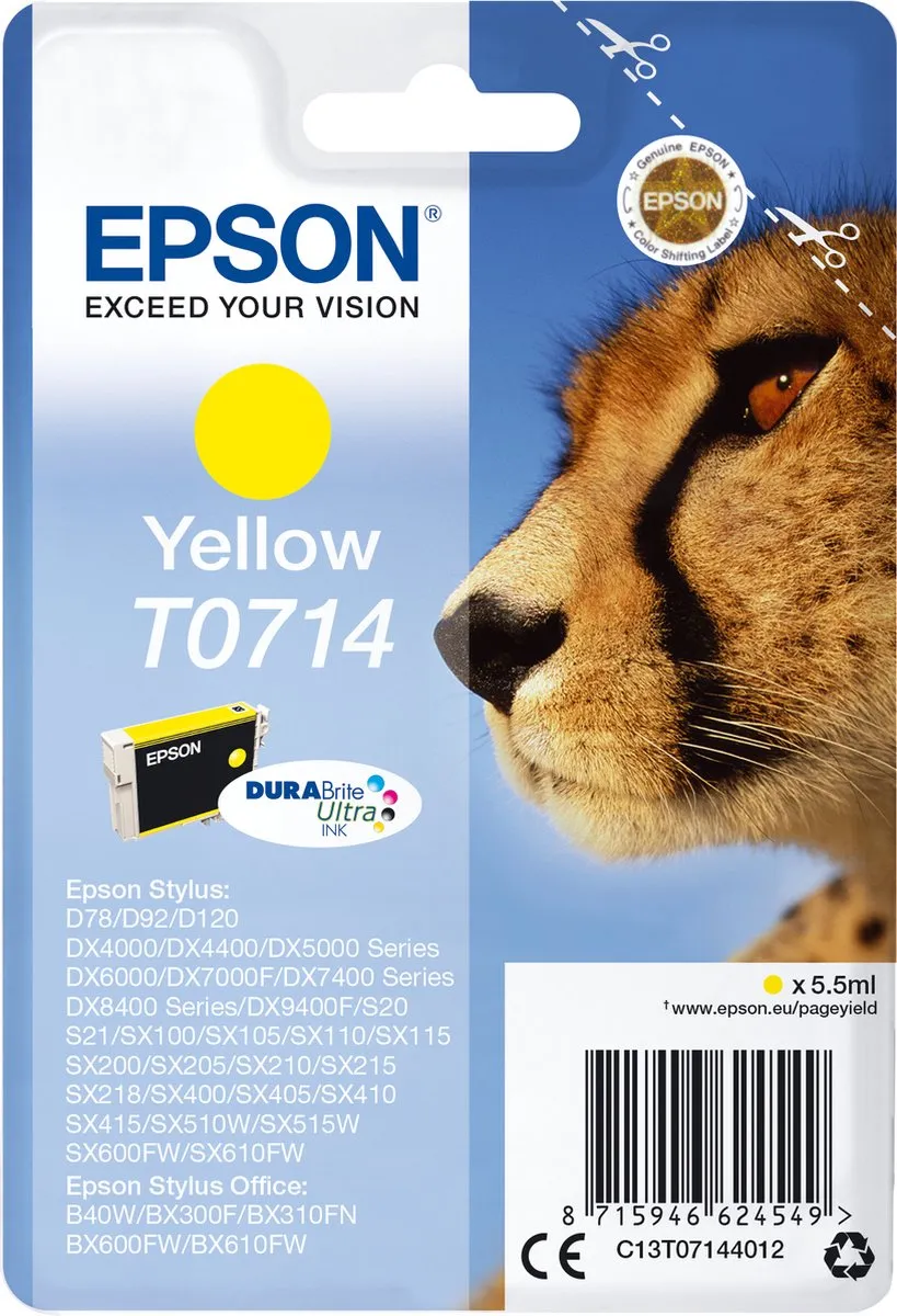 Epson T0714 Geel Inktcartridge - 5,5ml