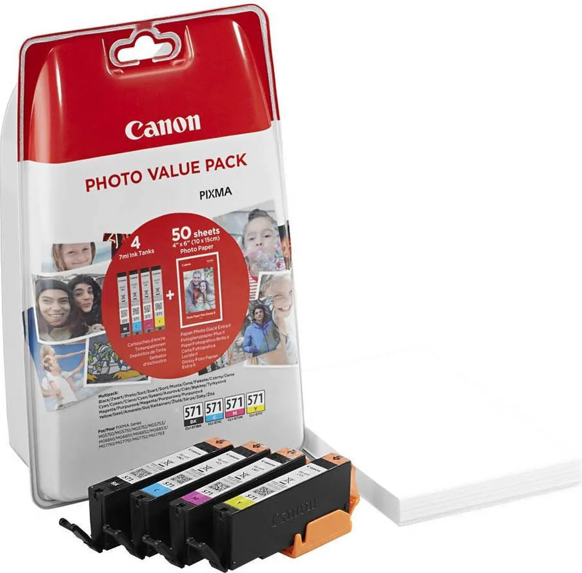 Canon CLI-571 Inktcartridge - Zwart/Cyaan/Geel/Magenta - 4 Stuks