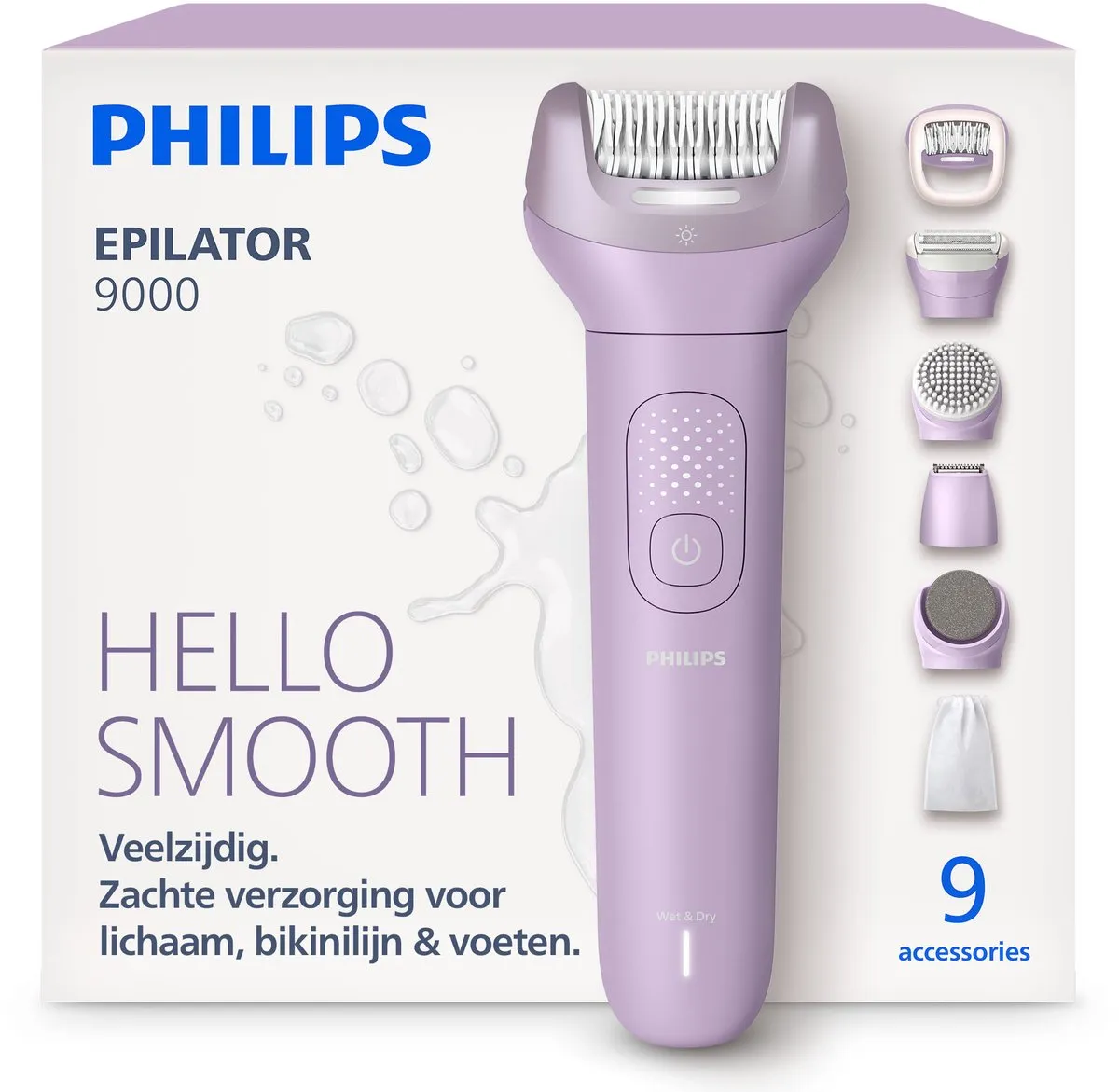 Philips Epilator Series 9000 BRE728 Nat & Droog - Lila