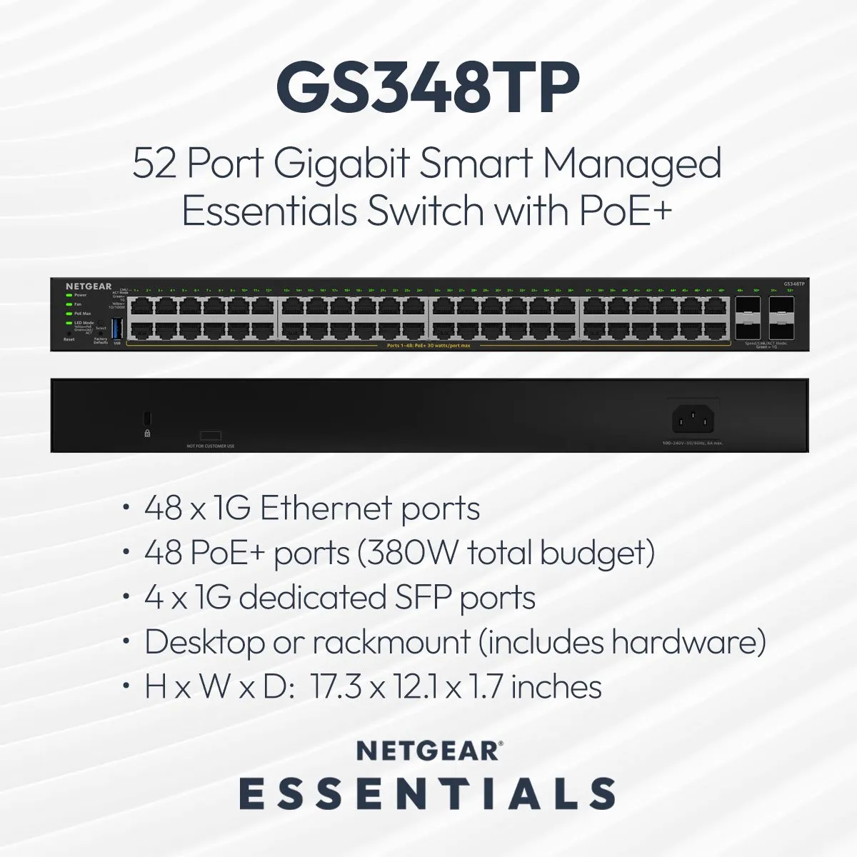 Netgear GS348TPv2 Smart Managed Switch 48x PoE+ Gigabit