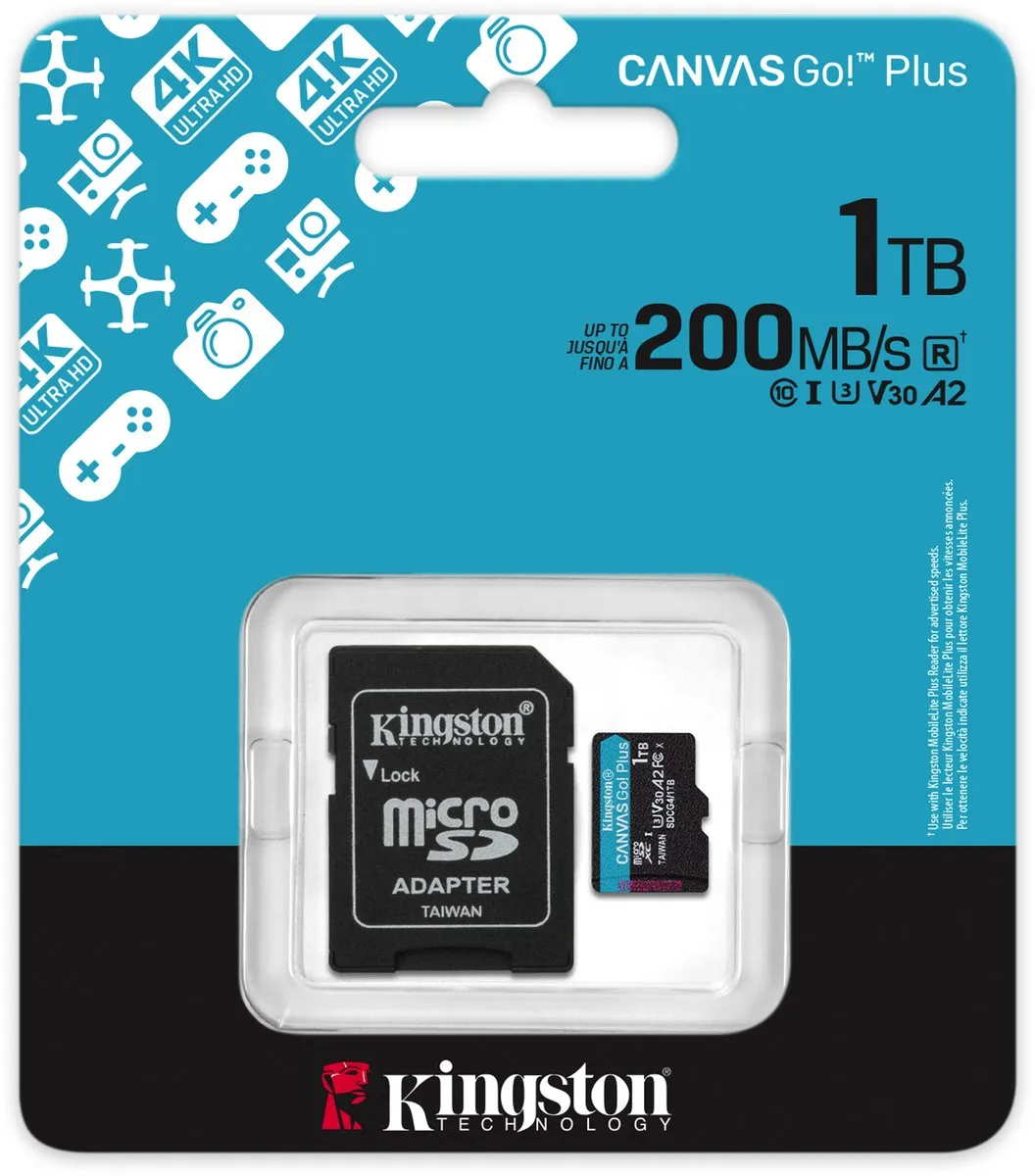 Kingston Canvas Go Plus SDCG4/1TB microSDXC - 1TB - 200/160 MB/s