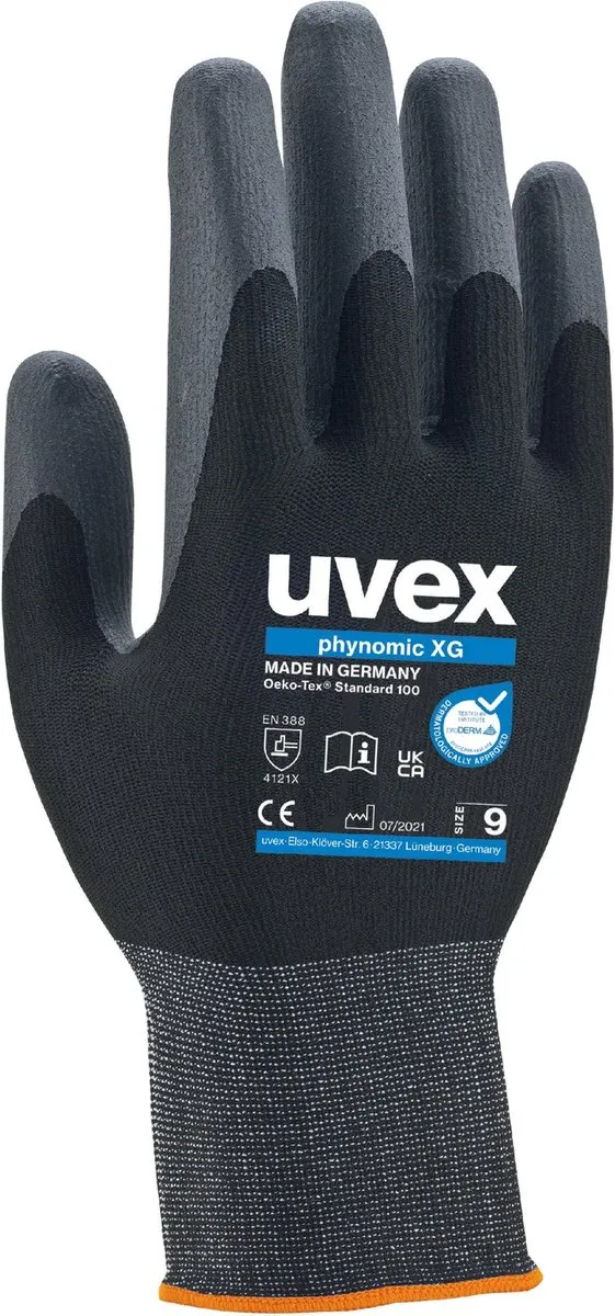 Uvex Phynomic XG Handschoen - XS - Grijs/Zwart