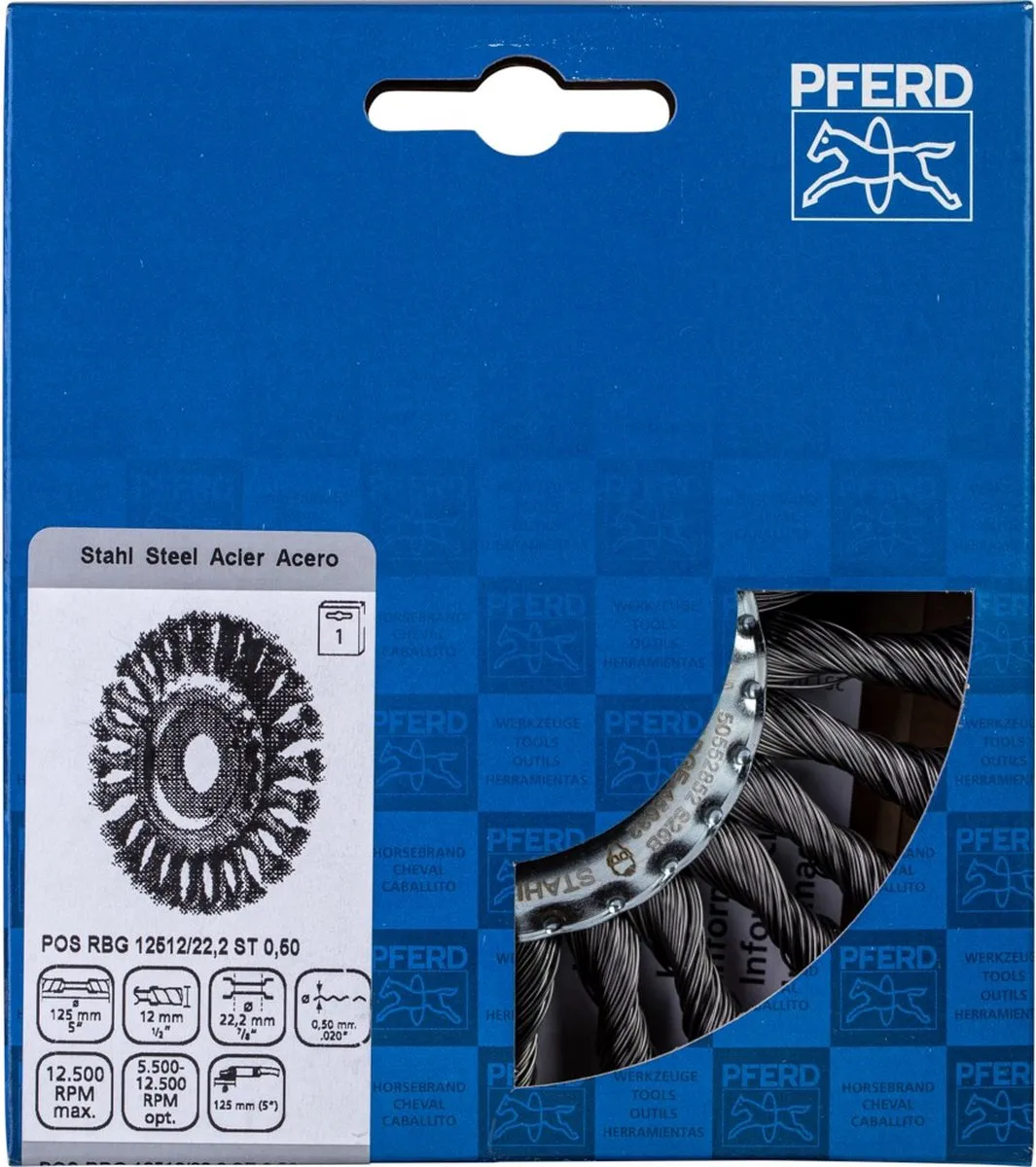 Pferd Ronde Borstel POS RBG 12512/22,2 - 125mm Ø - 22,2mm As