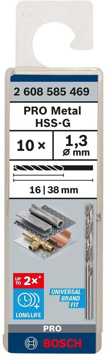 Bosch Professional ST. LINE 1.3mm HSS-G Metaalboren - 10 Stuks