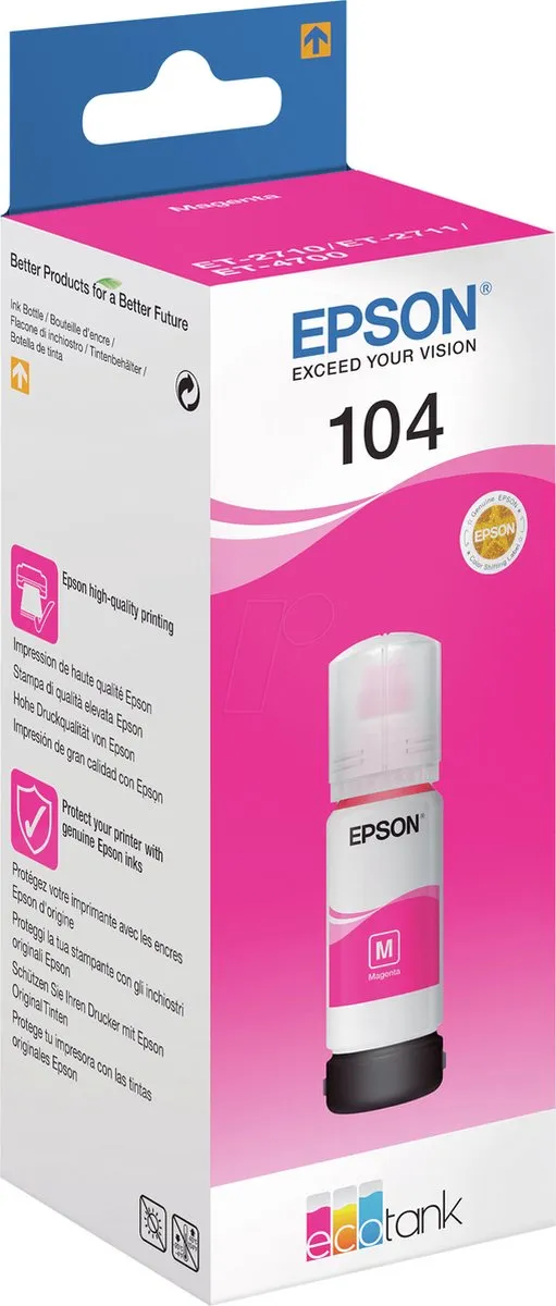 Epson EcoTank C13T00P340 Magenta Inktfles - 65ml - afbeelding 6 van 6