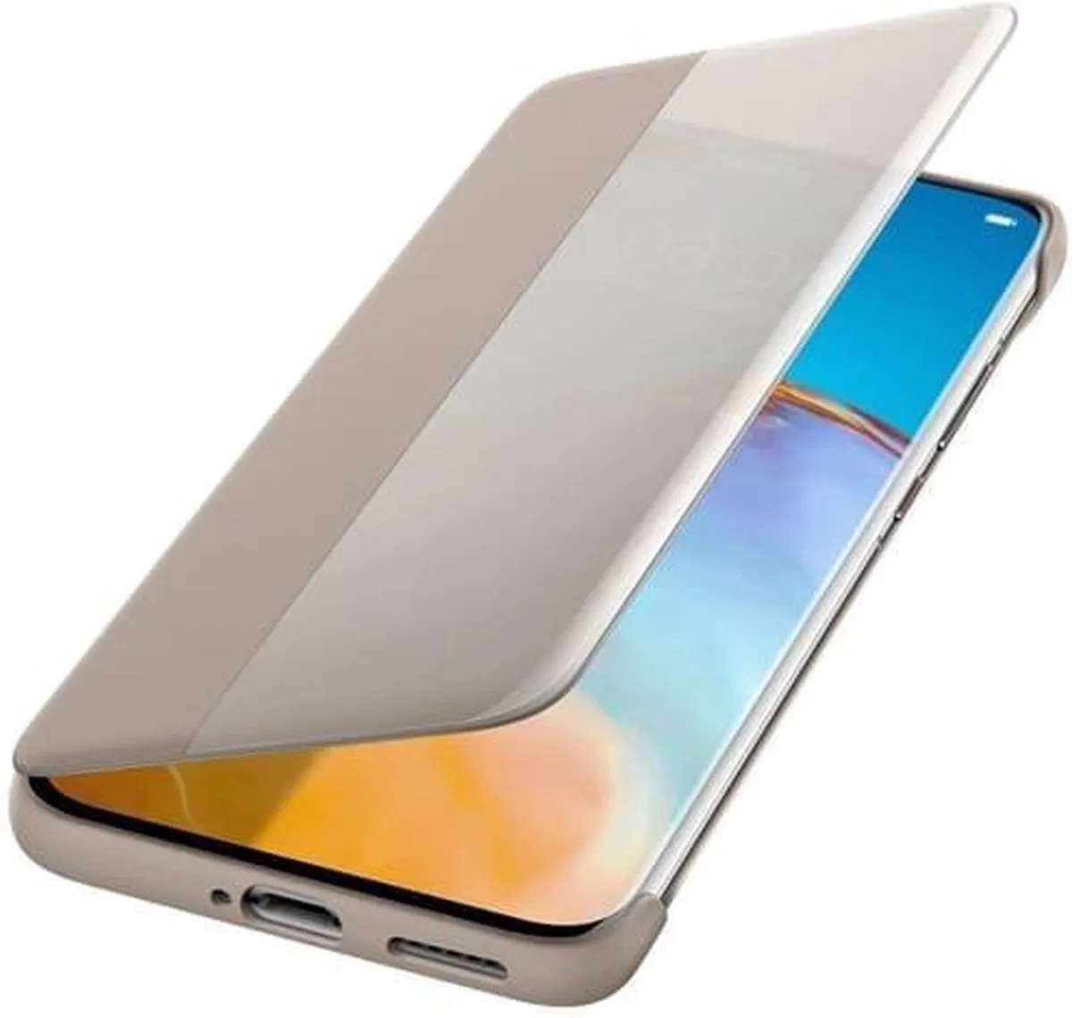Huawei P40 Smart View Flip Cover - Khaki - 51993705 - afbeelding 6 van 6
