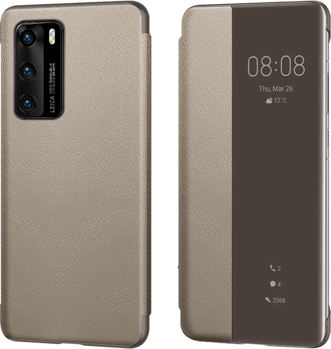 Huawei P40 Smart View Flip Cover - Khaki - 51993705