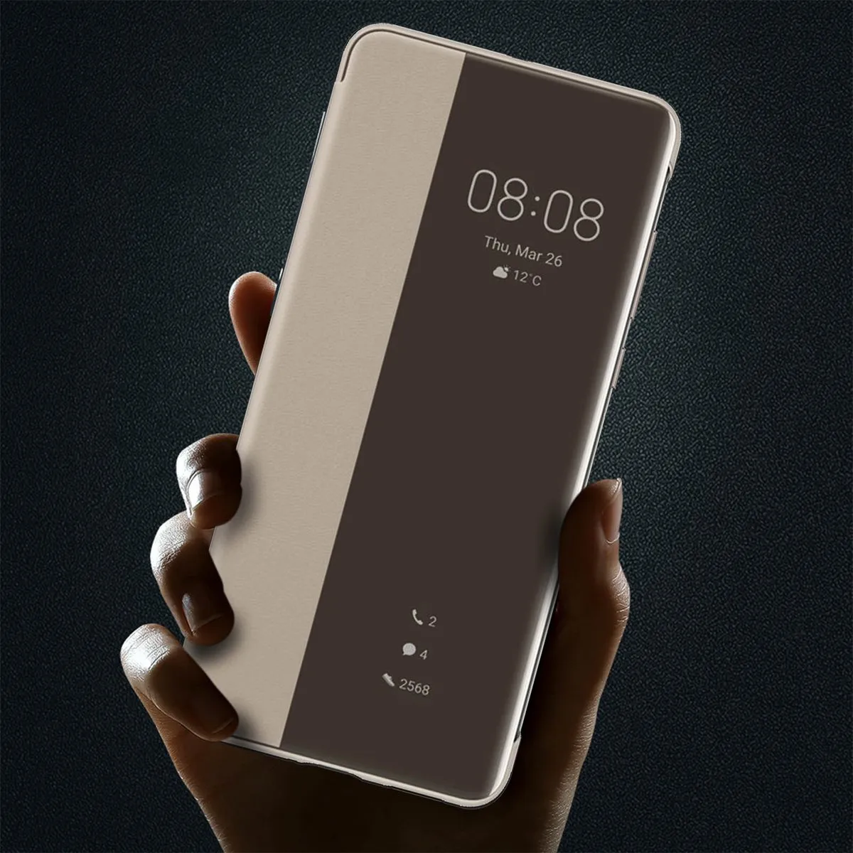 Huawei P40 Smart View Flip Cover - Khaki - 51993705