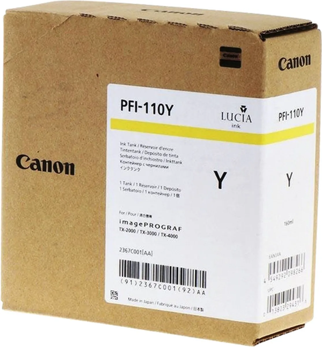 Canon PFI-110 Geel Inktcartridge - 160ml