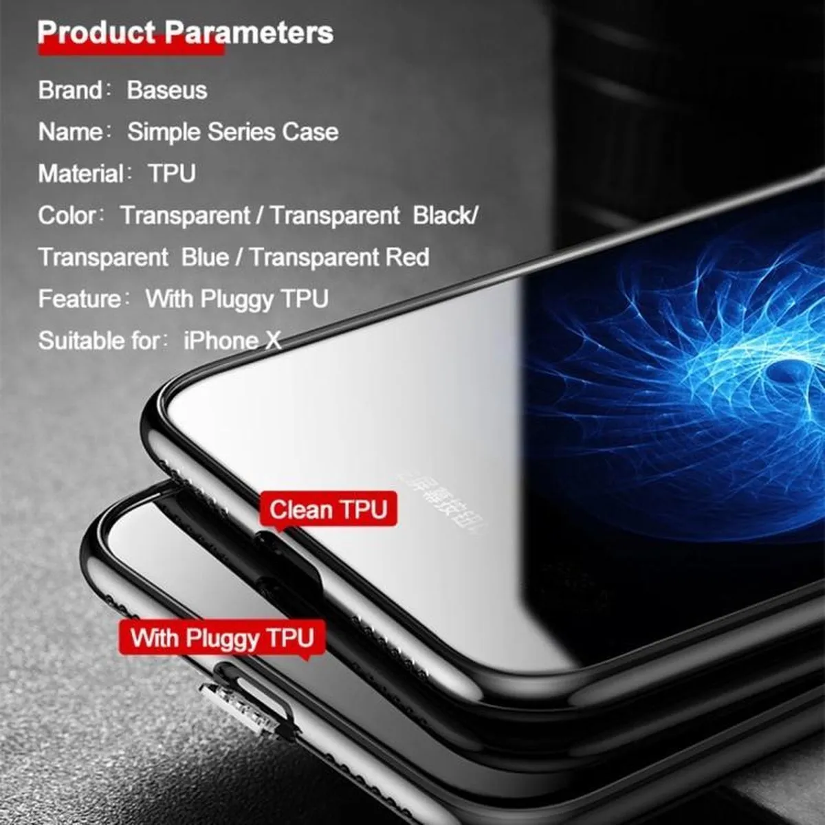 Baseus Simple Series iPhone X/XS Hoesje - Transparant