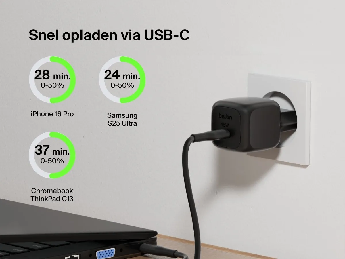 Belkin WCA013kqBK USB-C Wandlader 45W - Zwart