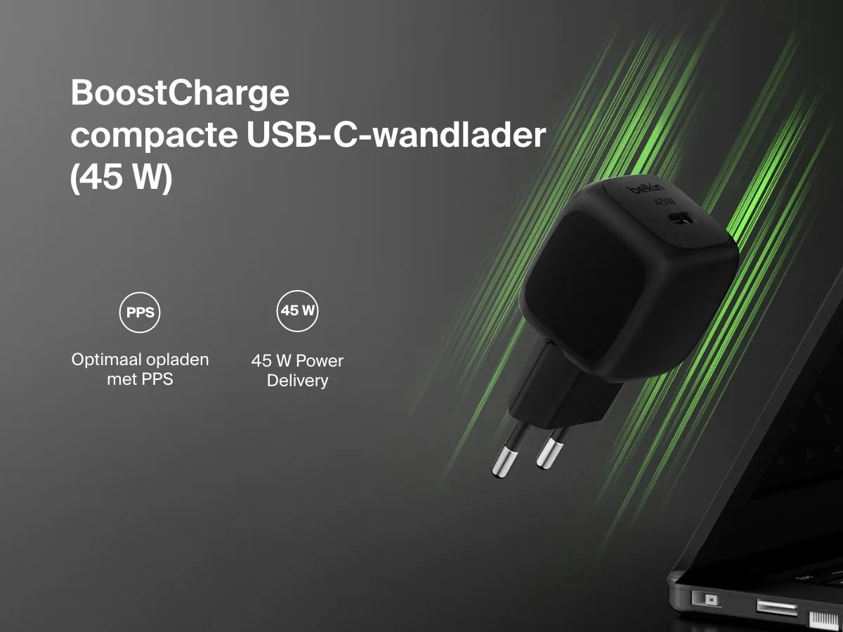 Belkin WCA013kqBK USB-C Wandlader 45W - Zwart