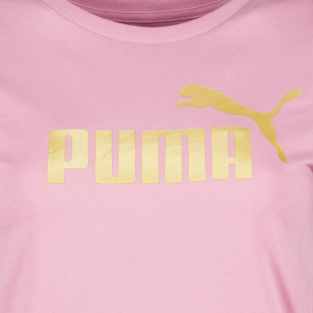 PUMA ESS Metallic No. 1 Logo Dames Sport T-shirt - Roze M
