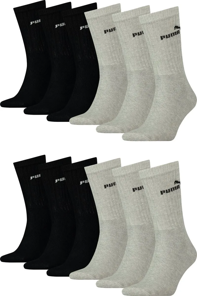 PUMA Unisex Crew Tennissokken 39-42 - 12 Stuks - Wit - afbeelding 6 van 6