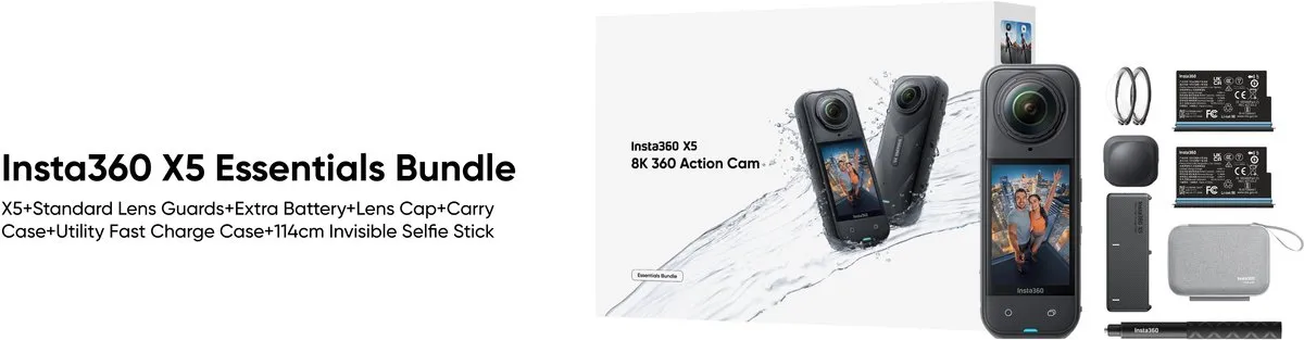 Insta360 X5 Essentials Combo Actioncam - Zwart