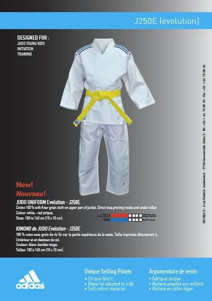 Adidas Judopak J250 - Wit - Maat 120