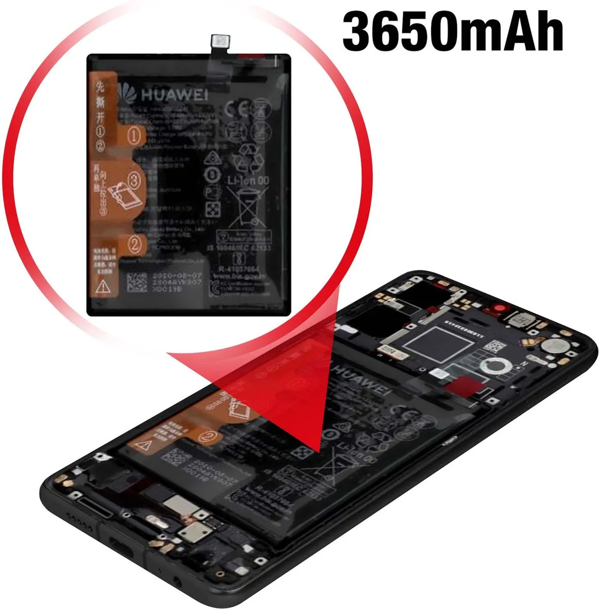 Huawei P30 LCD Touchscreen Zwart - 3650mAh